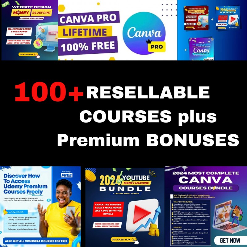 100+ RESELLABLE COURSES AND PREMUIM  BONUSES